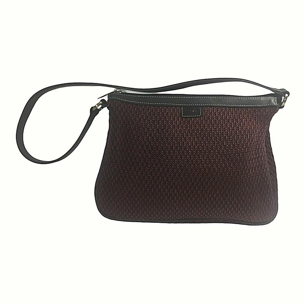 THE SAK Crochet Purse Elliott Lucca Red/Black Woven Shoulder Bag Leather Strap